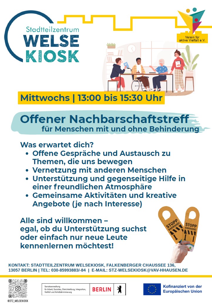 Offener Nachbarschaftstreff für Menschen mit und ohne Behinderung