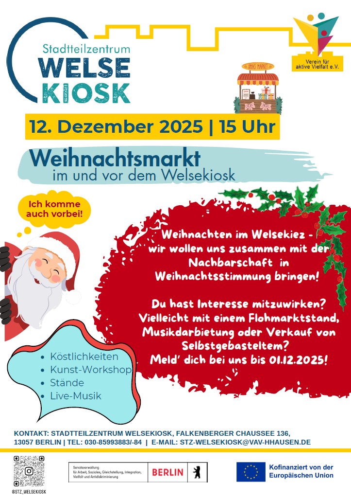 Weihnachtsmarkt im und vor dem Welsekiosk