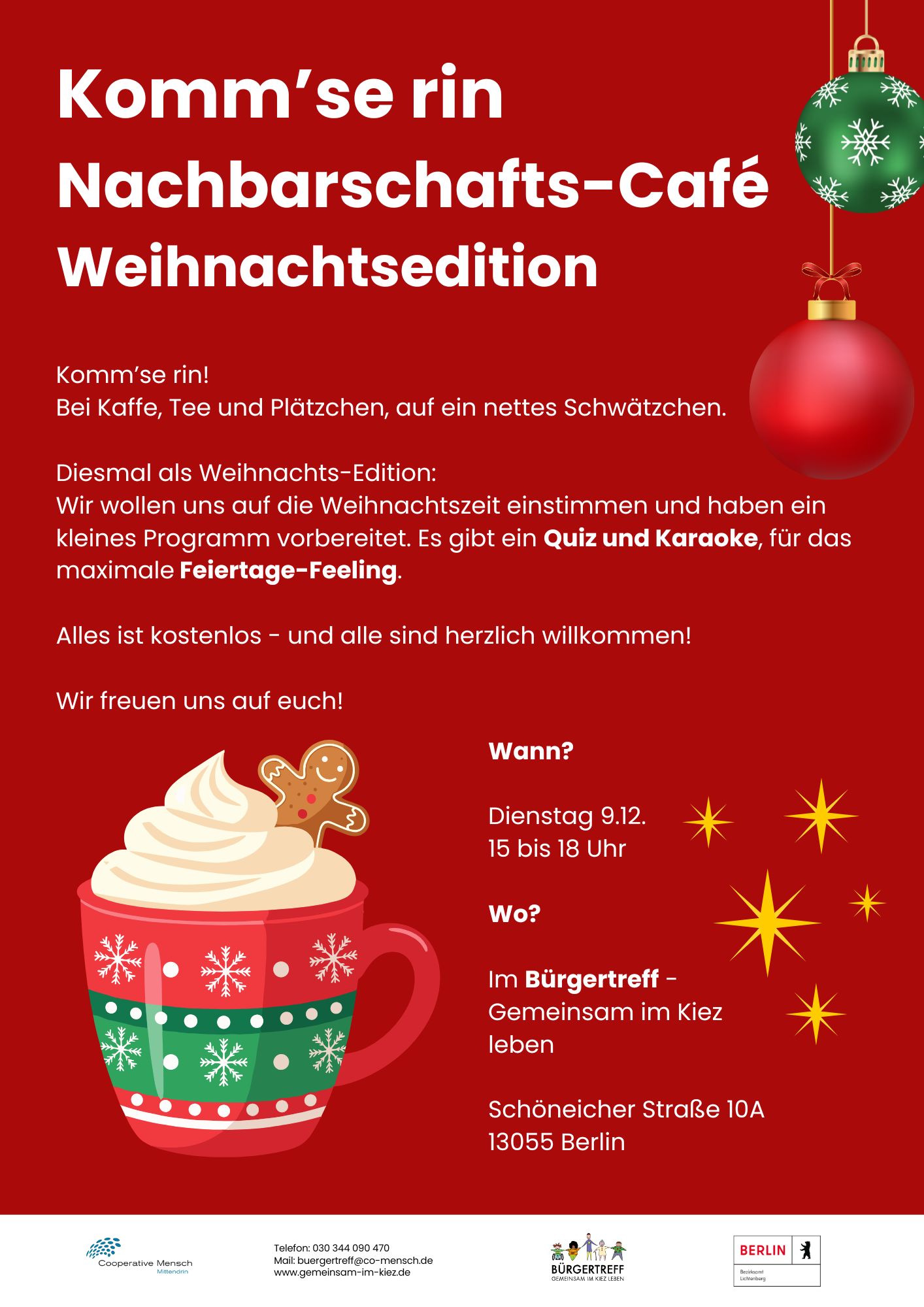 Komm’se rin Nachbarschafts-Café Weihnachtsedition