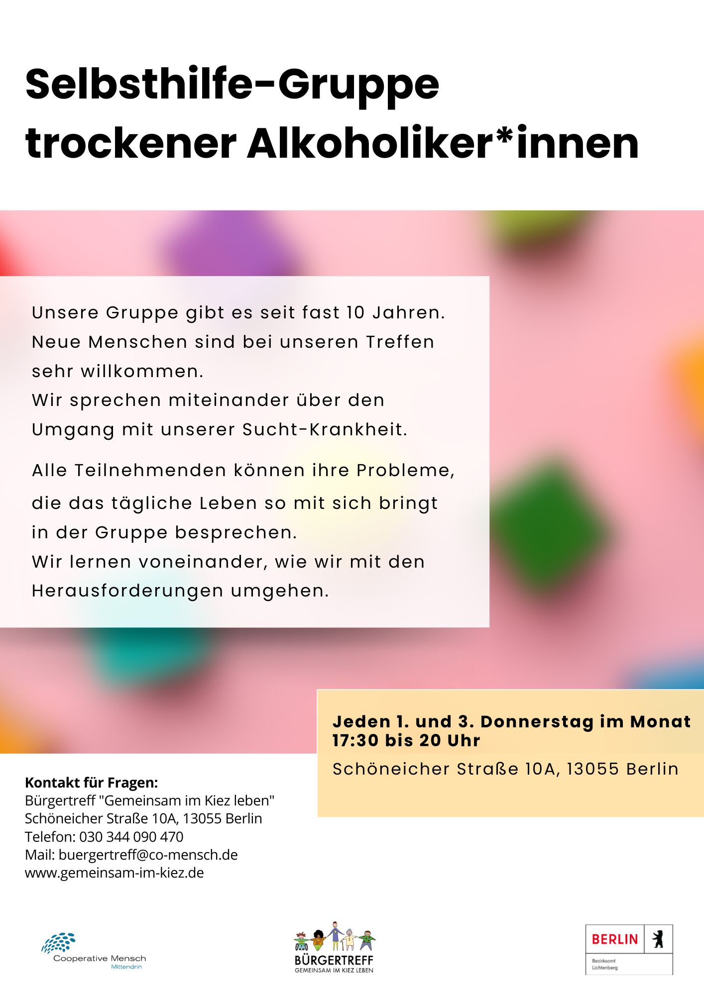 Selbsthilfe-Gruppe trockener Alkoholiker*innen