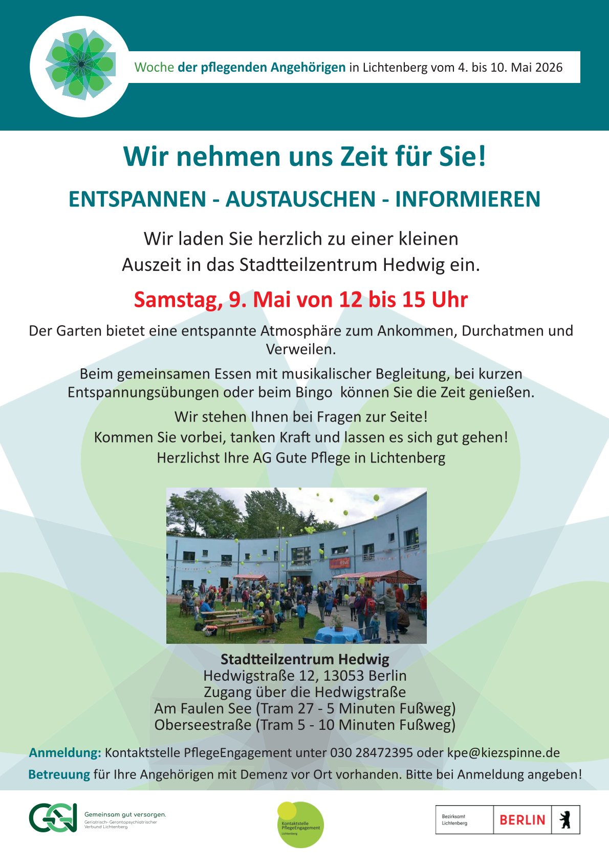 Woche der pflegenden Angehörigen – Wir nehmen uns Zeit für Sie! ENTSPANNEN – AUSTAUSCHEN – INFORMIEREN