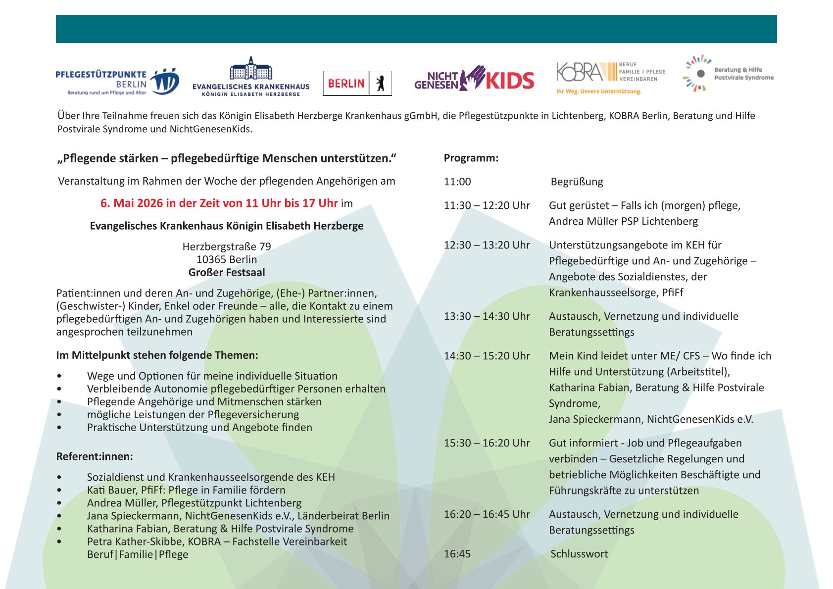 Woche der pflegenden Angehörigen – „Pflegende stärken – pflegebedürftige Menschen unterstützen.“