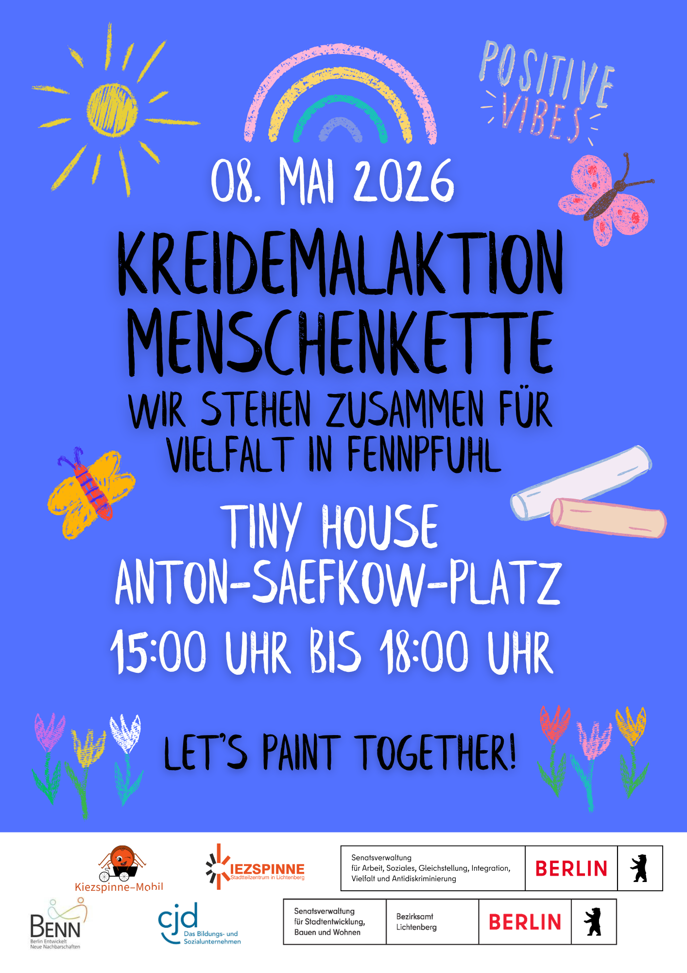 Kreidemalaktion Menschenkette