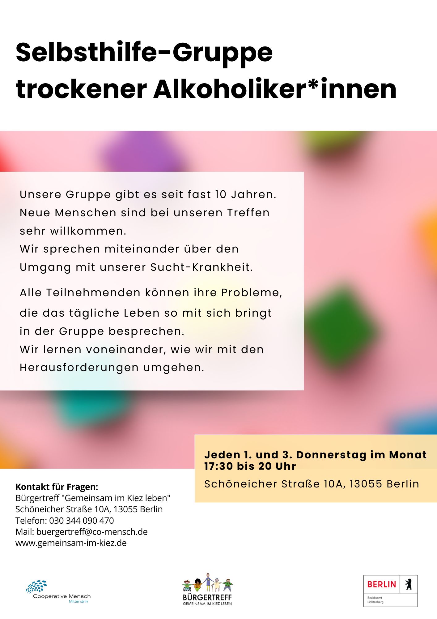 Selbsthilfe-Gruppe trockener Alkoholiker*innen
