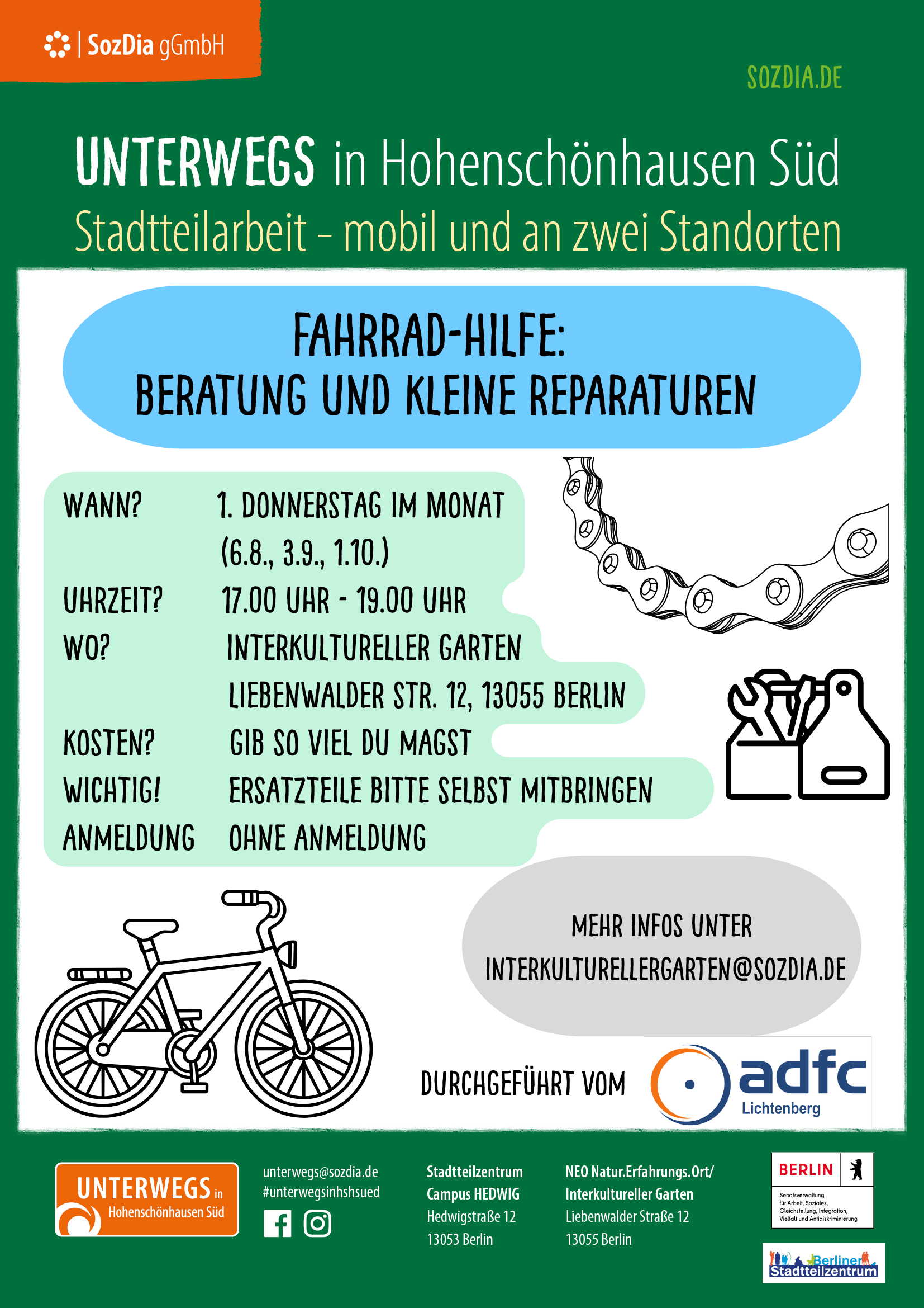 Fahrrad-Hilfe im Interkulturellen Garten Lichtenberg