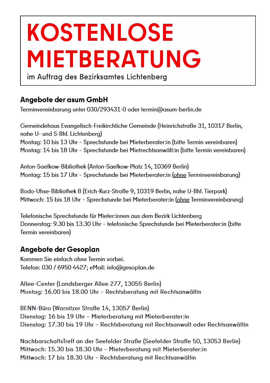 Kostenlose Mietberatung (asum GmbH)